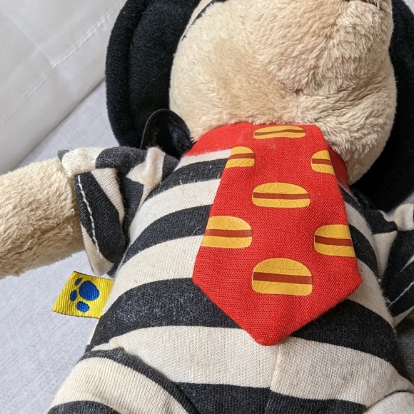 2005 Build A Bear McDonalds Hamburglar Striped Outfit Red Tie Hat Plush Toy 8" - Picture 7 of 11